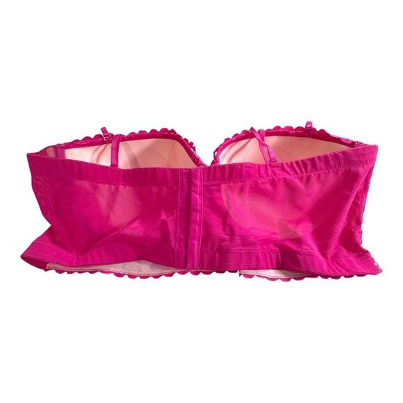 Cacique Womens 44D Hot Pink Lace Longline Strapless Bra With Removable Straps - Picture 2 of 3